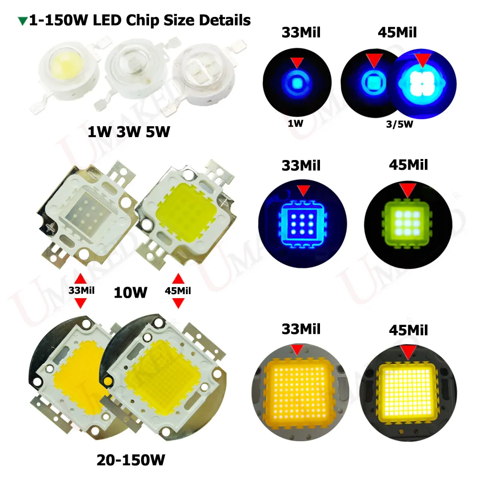 UMAKED высокое Мощность светодио дный света УДАРА SMD чипов теплый натуральный белый красный зеленый 1 3 5 10 20 30 50 100 120 150 Вт лампы прожекторы удара