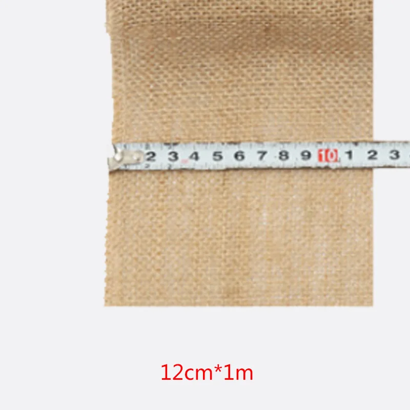 12cm Вечерние DIY подарочные обертки 1 м/рулон высокого качества натуральный свадебный мешок материал ремесла декоративная лента из джута, мешковины пеньковая лента - Цвет: 12cm