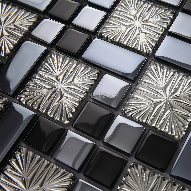 electroplating metal crystal glass mosaic tiles backsplash HMGM1075 kitchen wall tile sticker bathroom floor tiles free shipping