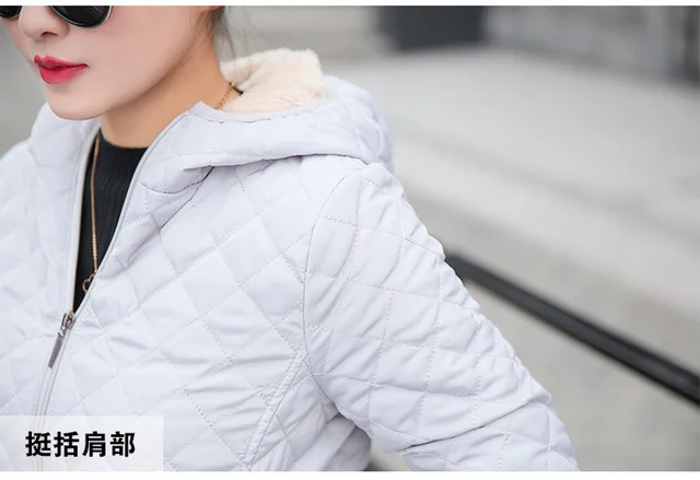 Autumn 2018 New Parkas basic jackets Female Women Winter plus velvet lamb hooded Coats Cotton Winter Jacket Womens Outwear coat -