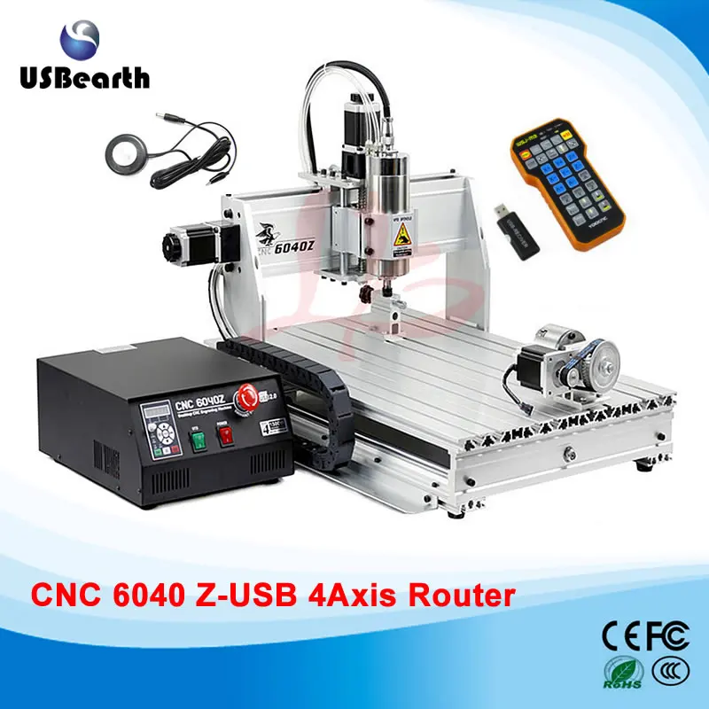 Ship from EU, TAX FREE  4 axis CNC router 6040 Z-USB 1500W spindle, with ball screw and USB port