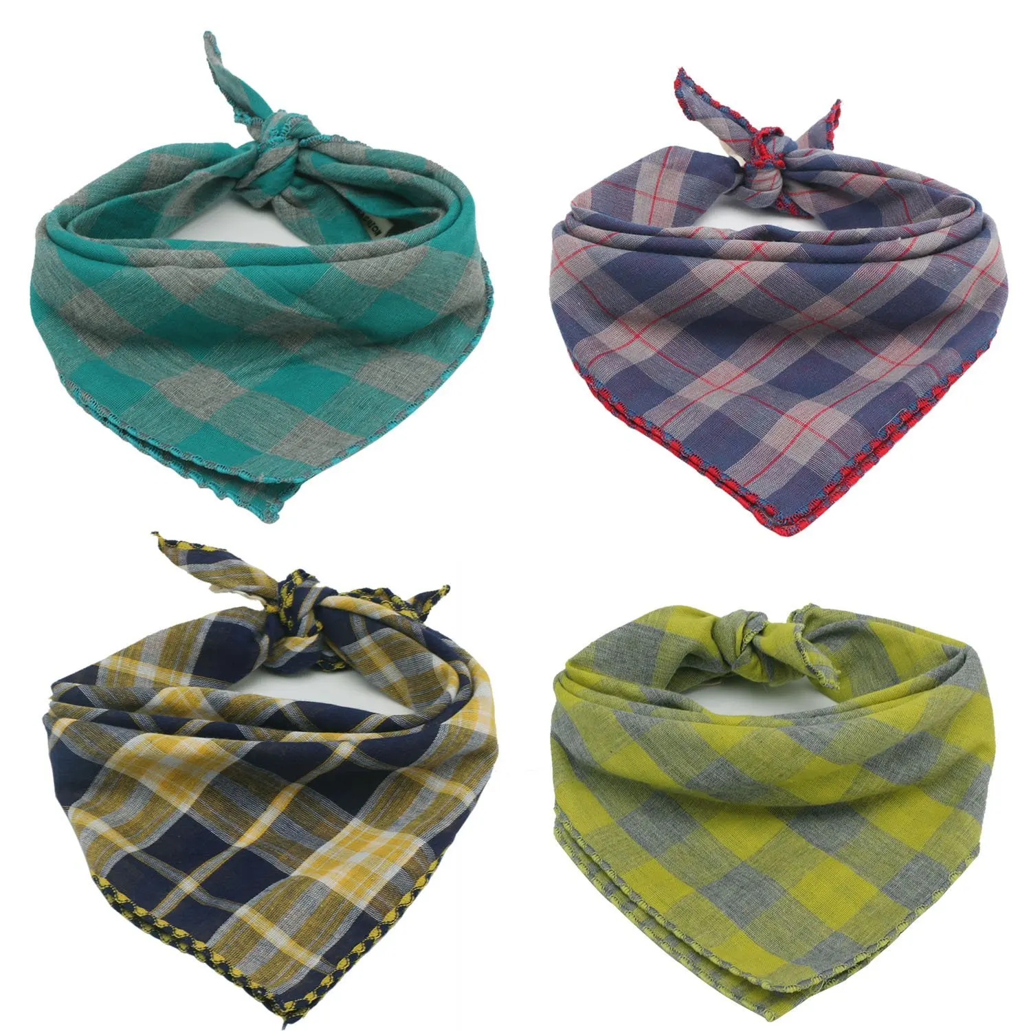 4PCS Soft Pet Bibs Reversible Plaid Printing Scarfs Kerchief Set Accessories for Small to Large Dogs and Cats | Дом и сад