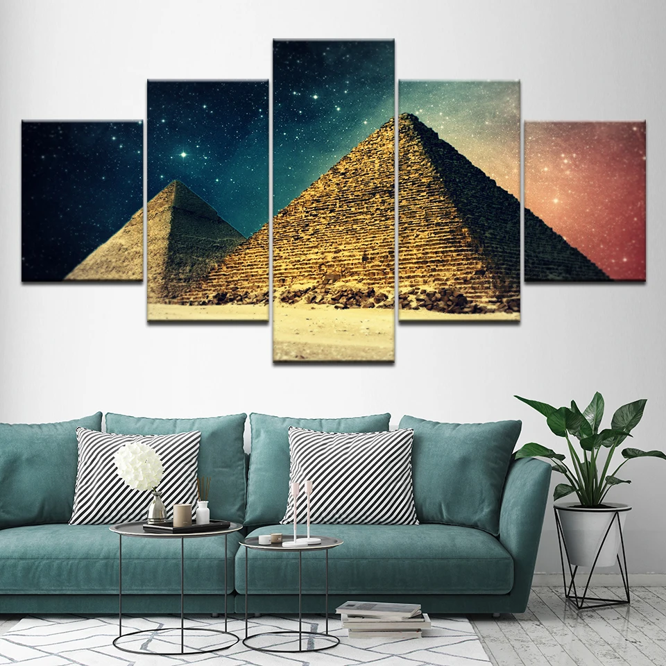 

Canvas Painting Sunset - Egypt pyramids 5 Pieces Wall Art Painting Modular Wallpapers Poster Print for living room Home Decor