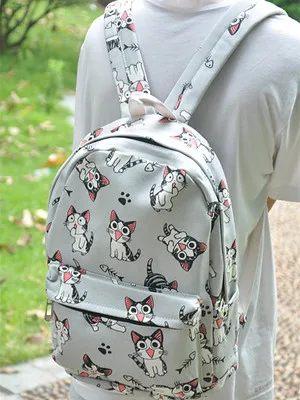 Японский мультфильм Chi's Sweet Home cos Chi милый кот Студенческая Мужская и женская сумка на плечо мультяшный повседневный рюкзак для отдыха - Цвет: Бежевый