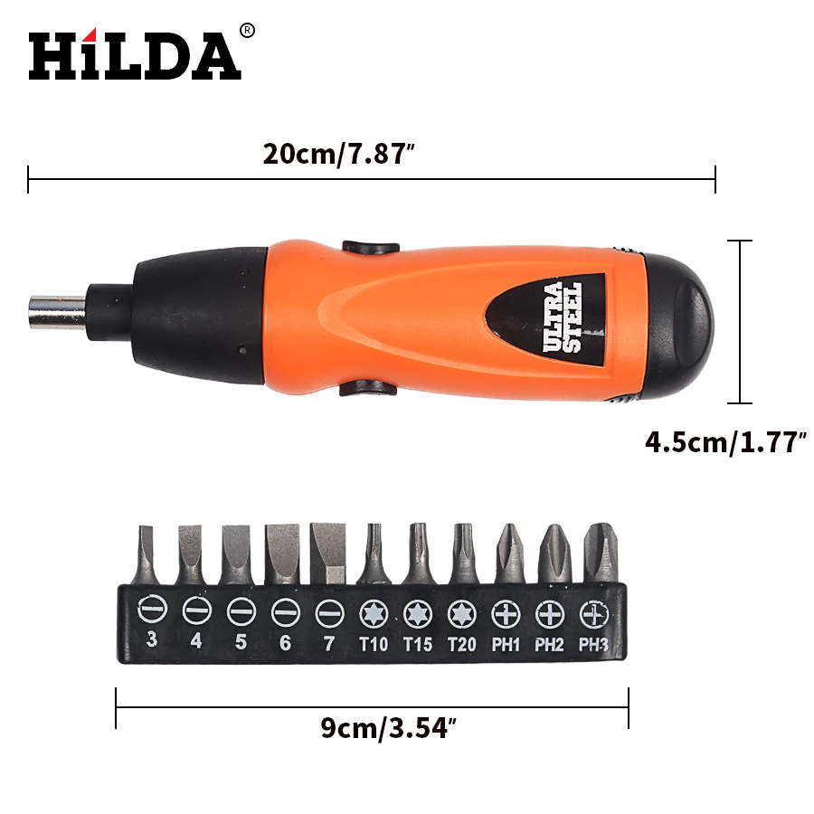 

HILDA 6V Electric Screwdriver Battery Operated Cordless Screwdriver Drill Tool Electric Screwdriver Set+11Pcs Bits Accessory