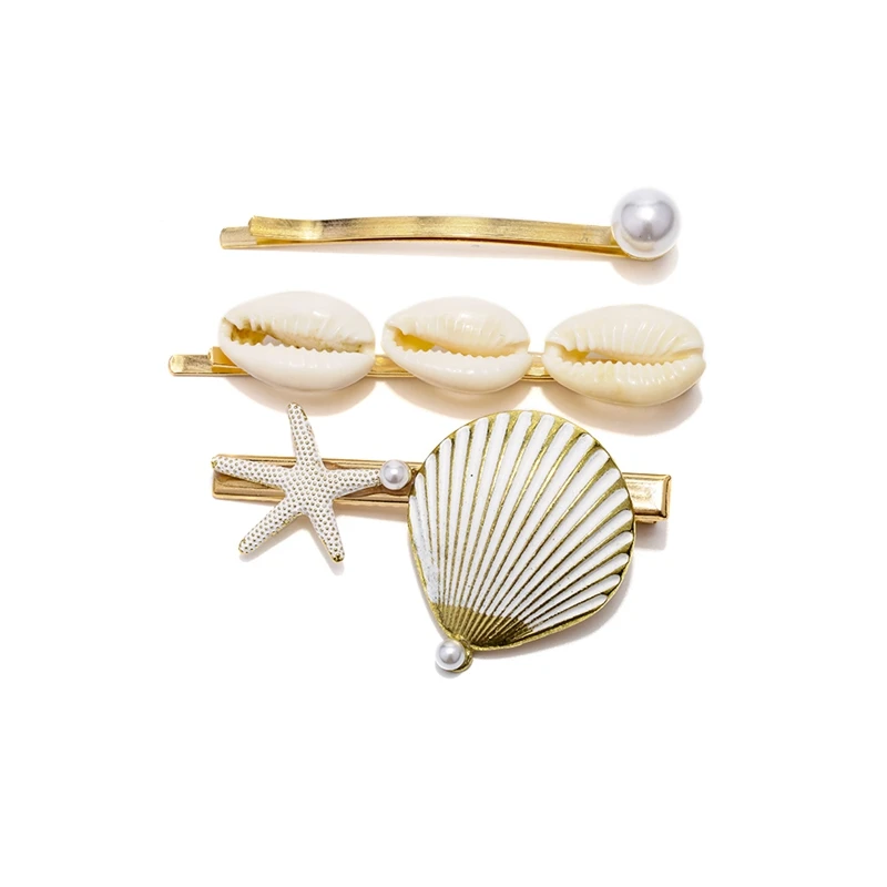 

3pcs /set Summer Starfish Sea Shell Hair Clip Handmade Headwear Hairpin Barrette ornament Hairgrip For Women Jewelry Accessories