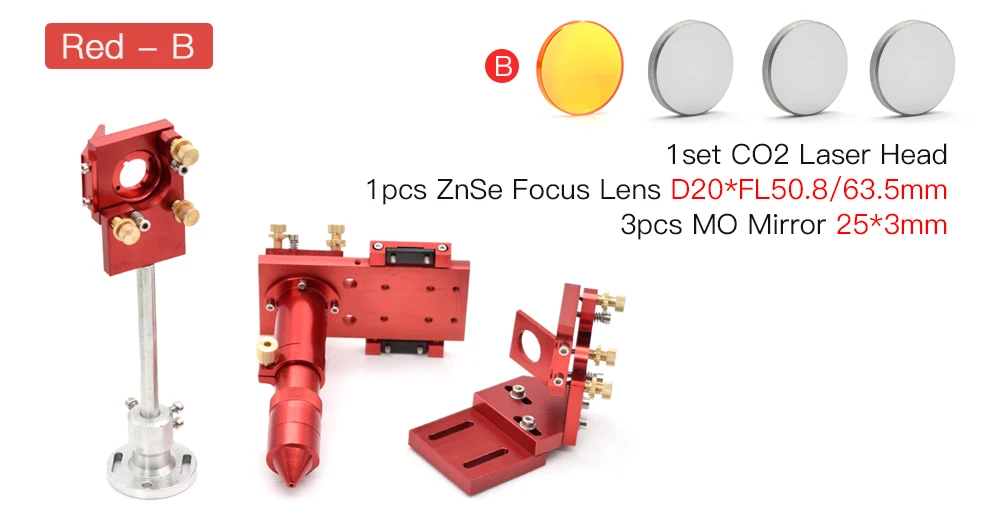 CO2 лазерная головка набор Монтажный держатель+ Фокусировочный объектив 1 шт.+ Si/Mo Светоотражающие зеркала 3 шт. для гравера режущего станка запчасти