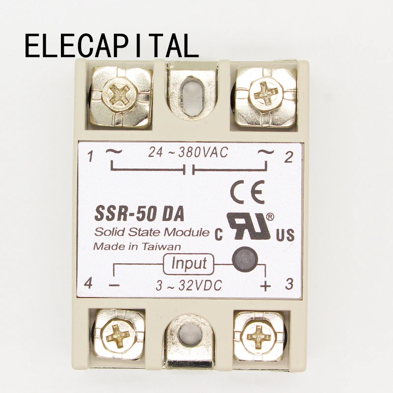 YXQ SSR 50 DA Solid State Relay with Heat Sink 3-32V DC 24-380V AC