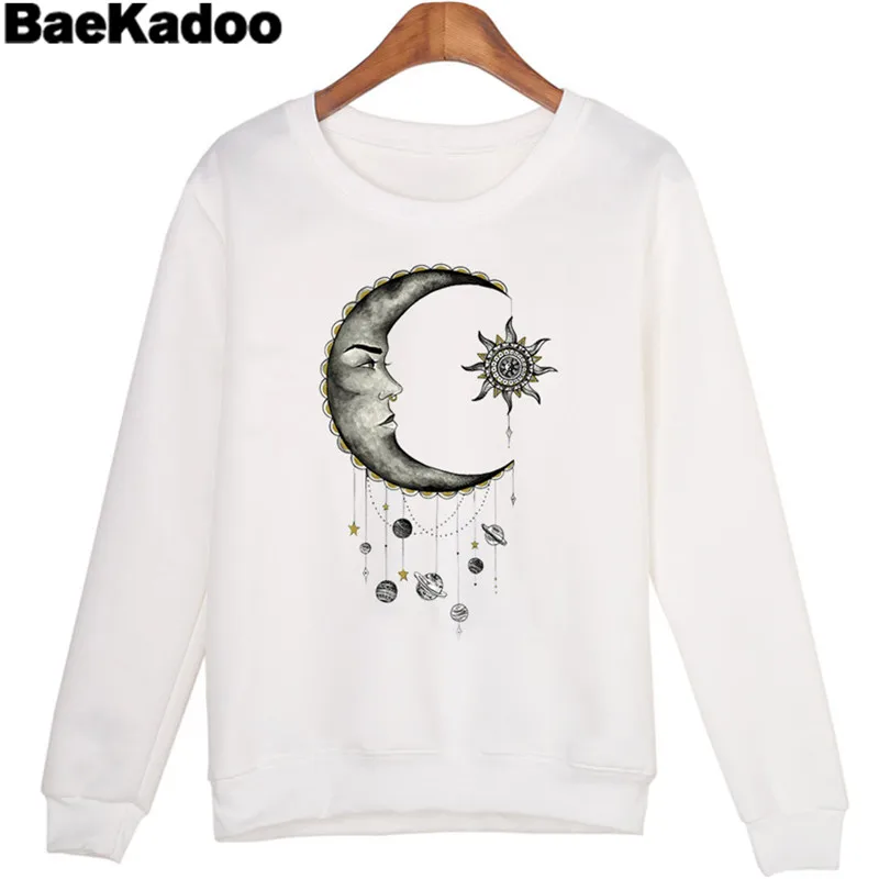 Новые женские толстовки BAEKADOO для колледжа модные Мультяшные свитшоты в виде Луны
