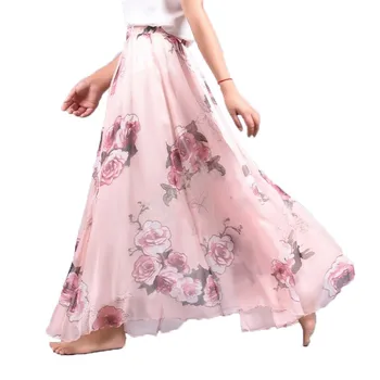 Liva girl Elegant Summer Women Long Skirt Chiffon Saia