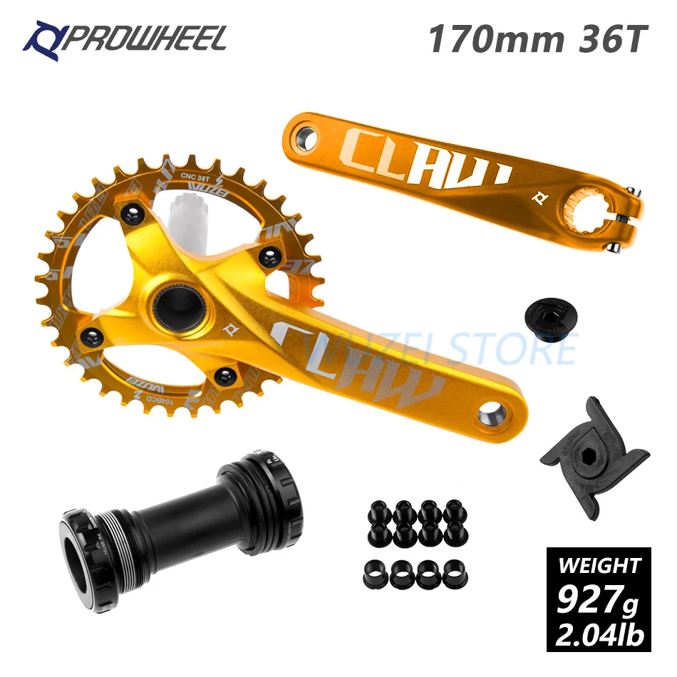 104BCD mtb велосипеда 170 мм диаметра окружности болтов(30/32/34/36/38 T с передних звездочек каретка Prowheel кривошипно mtb Алюминий сплав велосипед Запчасти - Цвет: Yellow 36T and BB