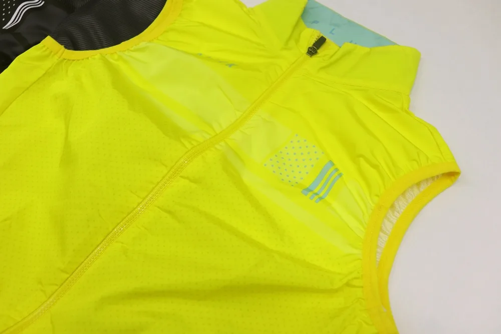 Yellow PRO TEAM CYCLING WINDPROOF BIKE VEST LIGHTWEIGHT cycling Gilet mesh fabric at back Ropa Ciclismo road bicycle jacket