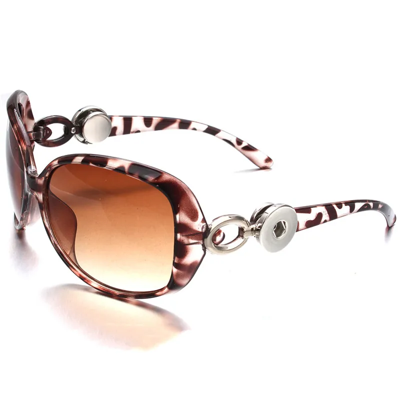 

5 Color New Snap Button Sunglasses Leopard Print Glasses Eyewear Sunglasses Fit 18mm Snap Button for Women Jewelry ZN054