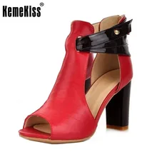 Size 32-43 Genuine Leather Women High Heel Sandals Footwear Platform Shoes Ladies Heels Real Natural Leather Sandals Shoes R233