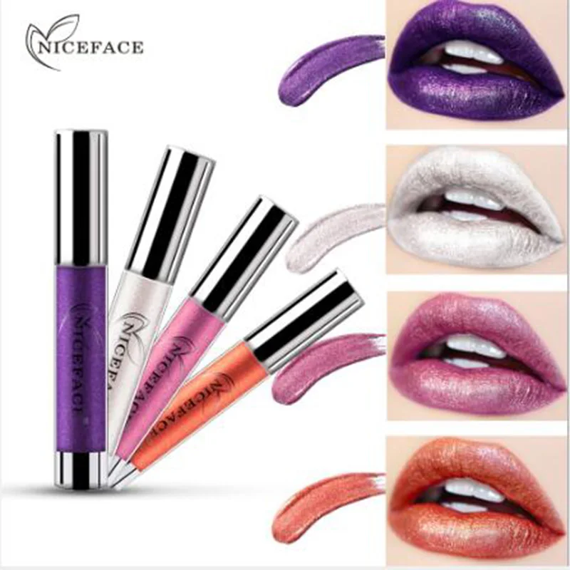 

Niceface 1Pc Diamond Metallic Lip Gloss Lip Tint Shimmer Liquid Lipstick Long Lasting Glitter Pearl Color Lipgloss Batom Makeup
