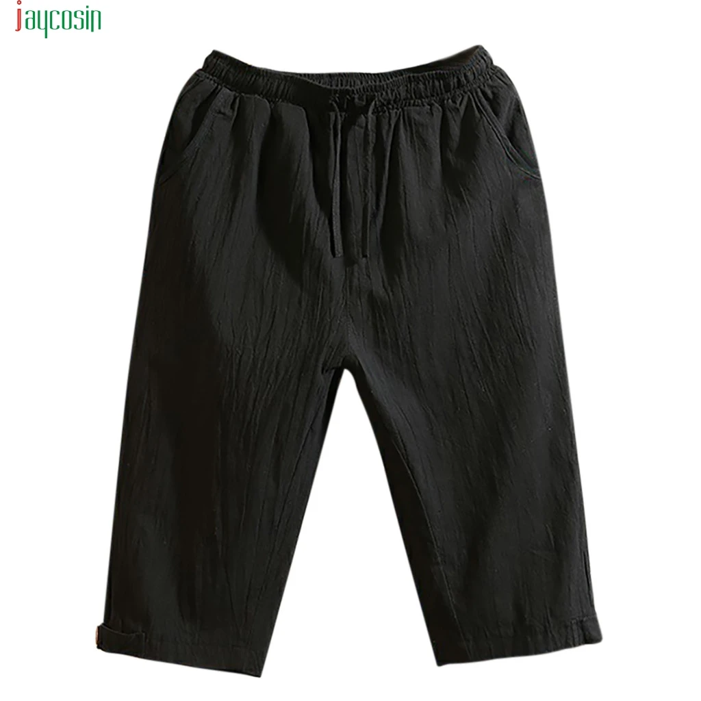 Jaycosin мужские легкие льняные шорты модные повседневные свободные штаны до колена для лета Pantalones Ligeros De Lino