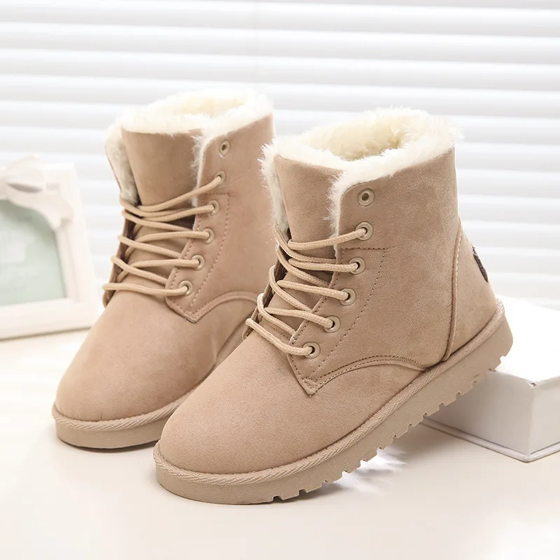 Hot Sale Women Boots Warm Winter Boots Women Shoes Lace Up Fur Ankle Snow Boots Women Winter ...