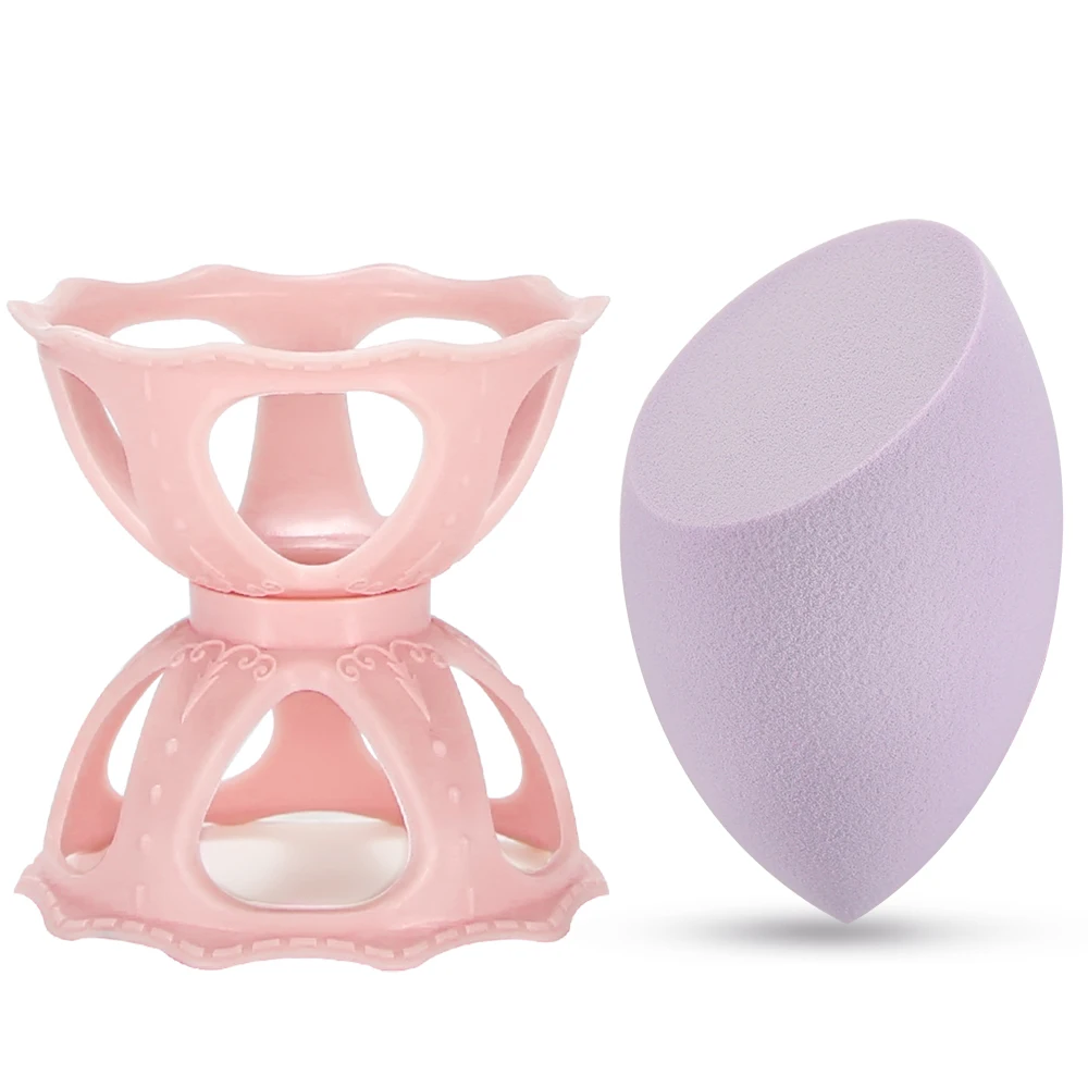 Фиолетовая мягкая губка для макияжа слоеная основа для лица пудра консилер косметический набор спонж в форме яйца держатель коробка косметический инструмент