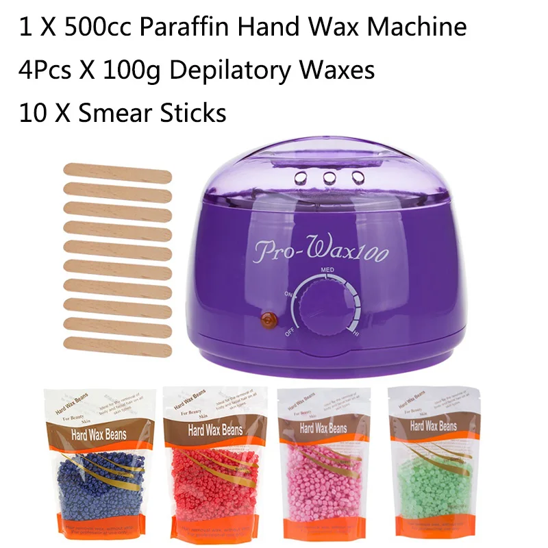 200cc 500cc Hand Wax Machine Hot Paraffin Wax Warmer Heater Body Depilatory Salon SPA Hair Removal Tool with Wax Dropshipping - Цвет: 500cc machine bead