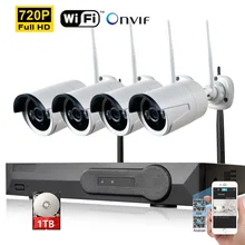 4ch 720 P Беспроводной NVR CCTV Системы 4 шт. WI-FI IP Камера открытый 1.0mp Водонепроницаемый безопасности Товары теле- и видеонаблюдения комплект 4ch WI-FI комплект