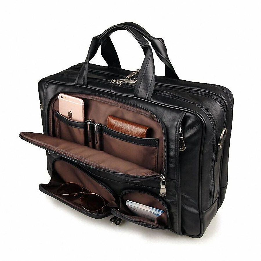 Мужские сумки-мессенджеры из натуральной кожи, деловая сумка, 17 дюймов, мужские сумки для ноутбука, портфель на плечо, мужская дорожная сумка, LI-1448