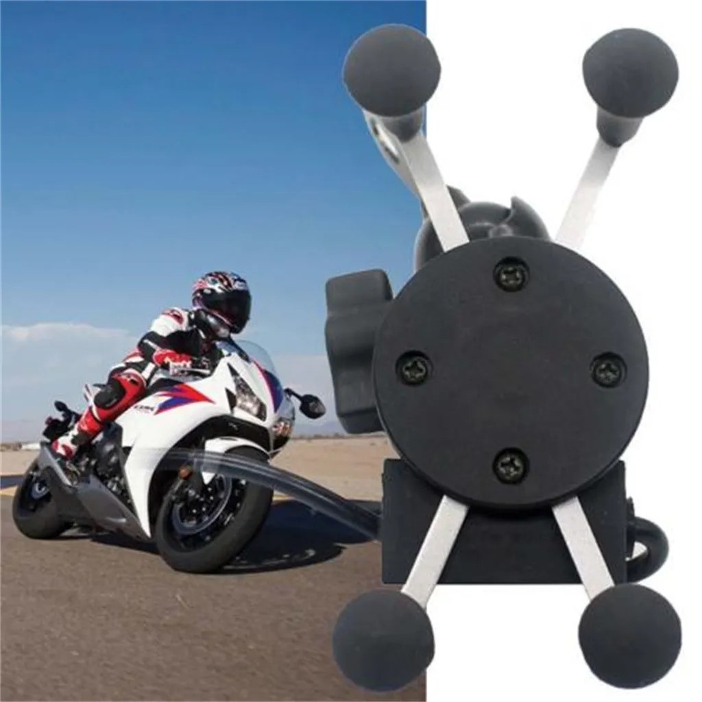 

Universal Motorcycle Bike Car Mount Smartphone Holder USB Charger Phone Stand Holder Bracket For Mobile Phone