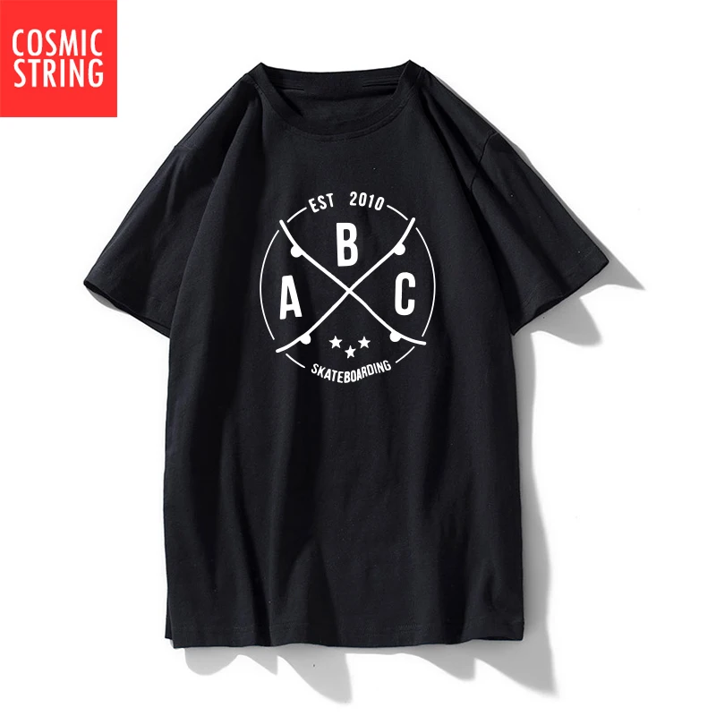 

COSMIC STRING pure cotton casual short sleeve skate cool men T shirt o-neck summer loose mens tshirt male o-neck t-shirt tees