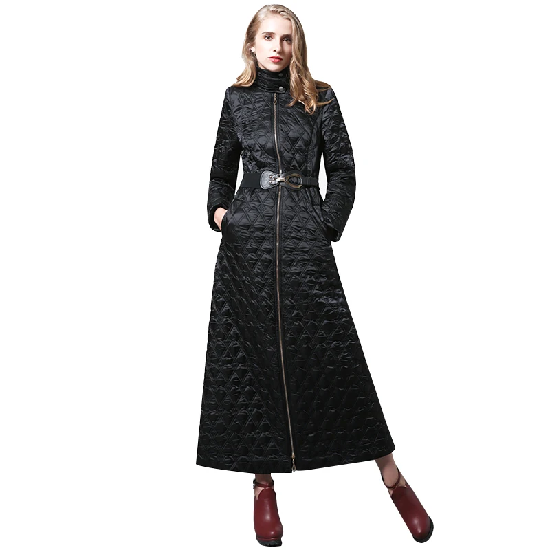 S-4XL женская зимняя черная парка размера плюс X длинная куртка приталенное теплое пальто Manteau Femme мусульманское длинное пальто 6352