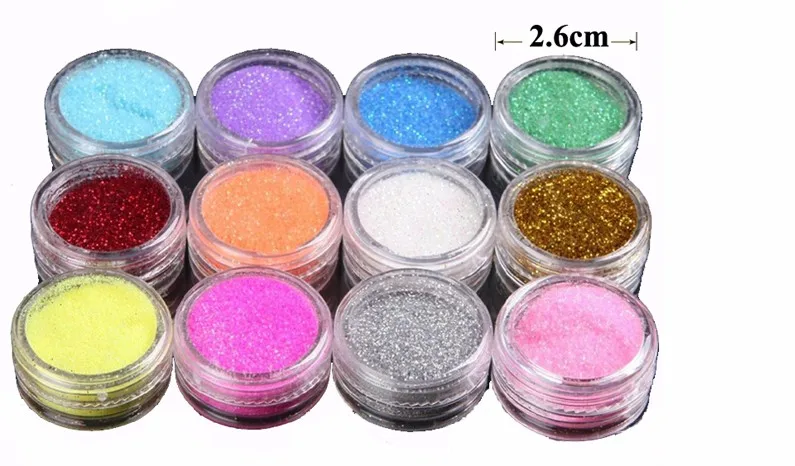 Brilho em pó Tatuagens em pó Arte do Unha Cores Lote Brilho Tatuagem Corpo Shimmer Acrílico Poeira Decoração 12 - 3 Glitter p corpo