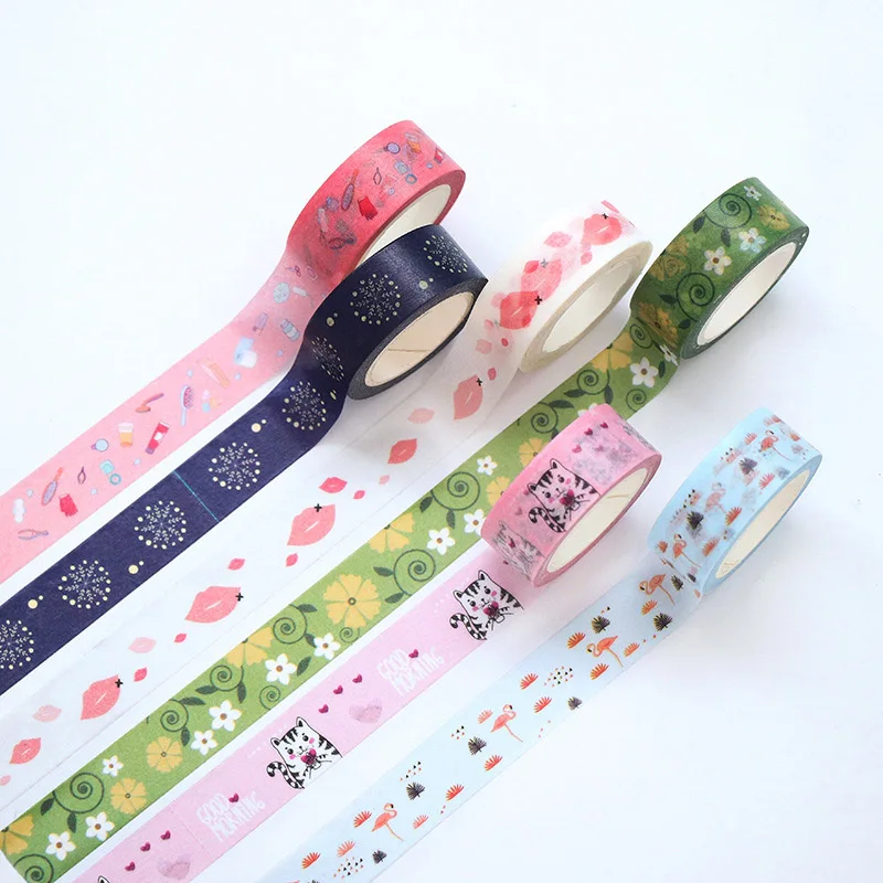 Kawaii Cartoon Cat Decorative Washi Tape Cute Flower Adhesive Masking