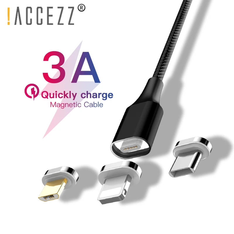 

!ACCEZZ Magnetic Usb Charging Cable Micro USB Type C Data Line For Xiaomi Huawei LG Lighting For Iphone XS XR X Fast Charge Cord