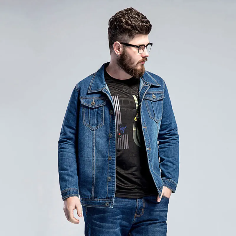 Мужская синяя джинсовая куртка большого размера L 5XL 6XL 7XL Весенняя свободная