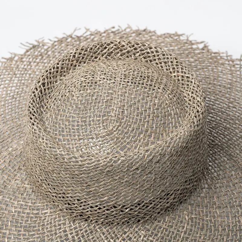 Maylisacc Женская тканая шляпа с сиагразом Повседневная шапочка для пляжа с широкими полями летняя Солнцезащитная соломенная шляпа шляпы для