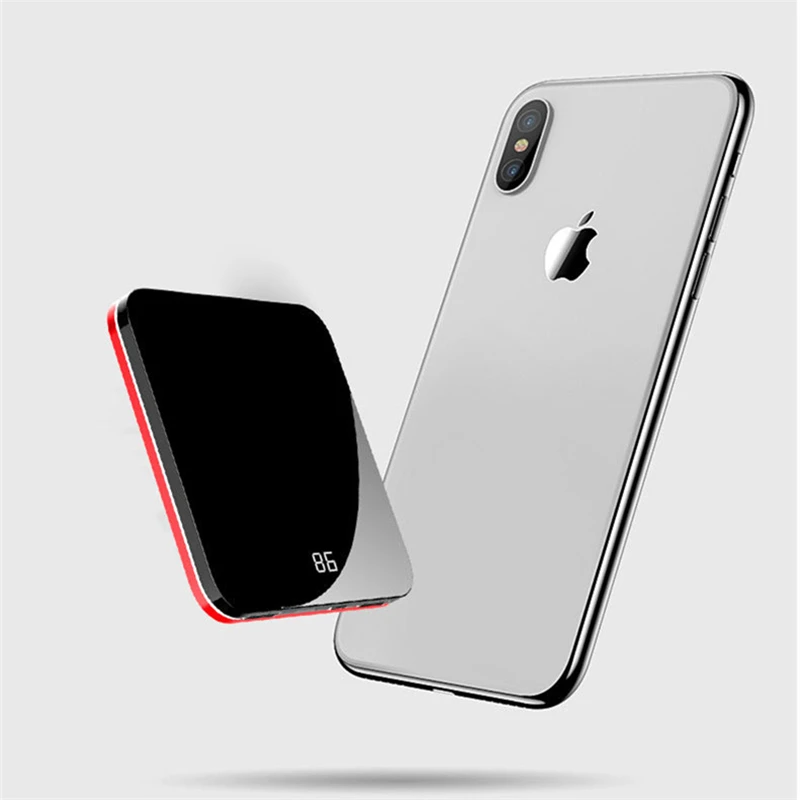 8000mAh Mirror Power Bank Dual-USB 2.0A Quick Charge Powerbank Portable Aluminium frame Fast Charging Backup Power Battery Pack