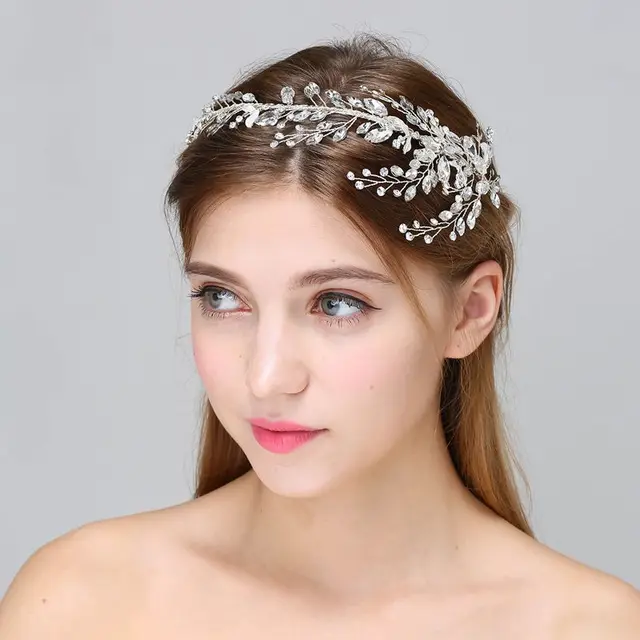 Baroque Wedding Bridal Tiaras Crown For Women Party New Leaves Baroque Wedding Bridal Tiaras Crown For Women Party New Leaves Crystal Pearl Flower Headpiece Bride Hairwear