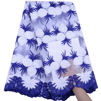 

Nigerian Lace Fabrics With Stones Milk Silk Tulle Lace Fabric For Party Dress Fashion African French Lace 5 Yards A1516