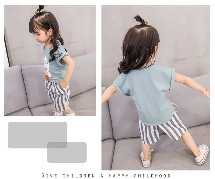 New Cotton Baby Boys Clothes Set Summer Casual Toddler Girl Outfits 2pcs Children Clothing Letter Tshirt Stripe Shorts Kids Suit (5)