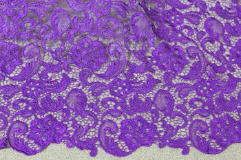 

2019 Latest African Nigerian Wedding Dress Lace Fabric Purple Black Water Soluble Chemical Cord Lace/Guipure Lace Fabric 5 Yards