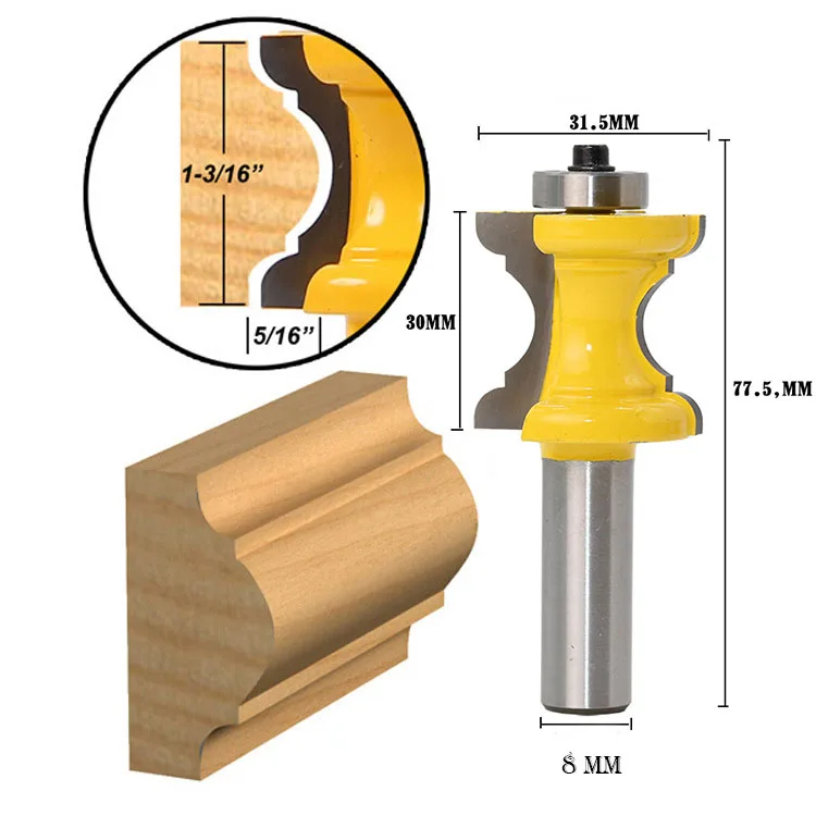 8mm Bead Match Joint Router Bit Woodworking Engraving Groove Tongue Milling Cutter Woodruff