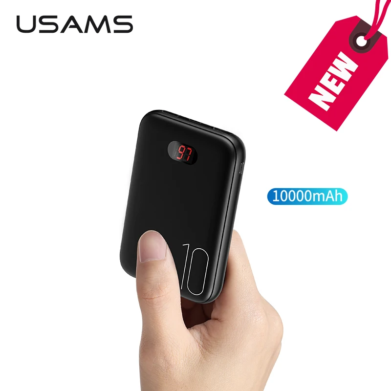 

10000mAh LED Digital Mini Power Bank USAMS Dual USB Powerbank Fast Charging 5V/2A 10000 mah Portable External Battery Charger