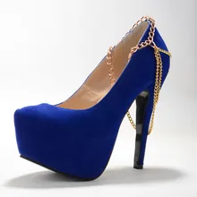 Elegant SuedeLeather Women’s Stiletto Heel Pionted Toe Heel Basic Chains zapatos mujer women shoes platform Pumps