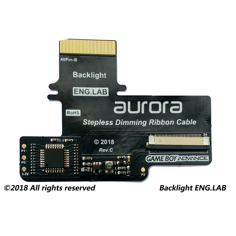 

LCD Backlight Kit for GBA Backlit Screen for GameBoy Advance SP Console 2018 Stepless Dimming Plate Free Pleating Adapter Cable