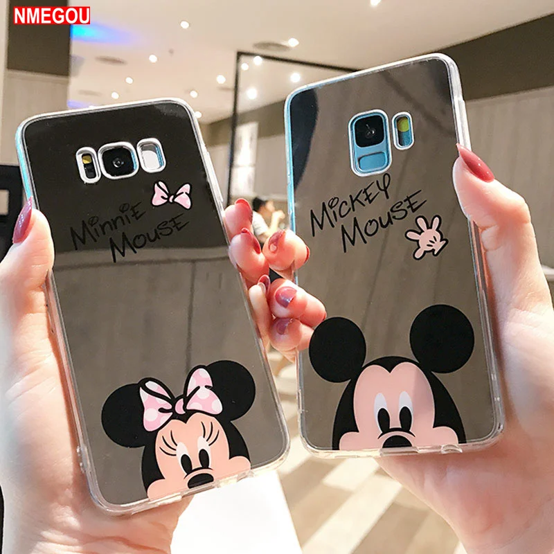 Cartoon Minnie Mouse Women Mirror Phone Cases for Samsung Galaxy S8 S9 Plus Note 8 9 Silicone Soft Back Cover Cute |