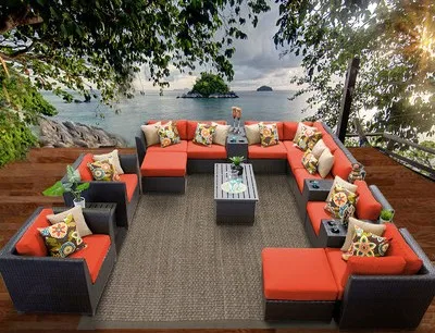 Sigma мебель для отдыха на открытом воздухе роскошный диван Sets17 шт плетеные сидения группа
