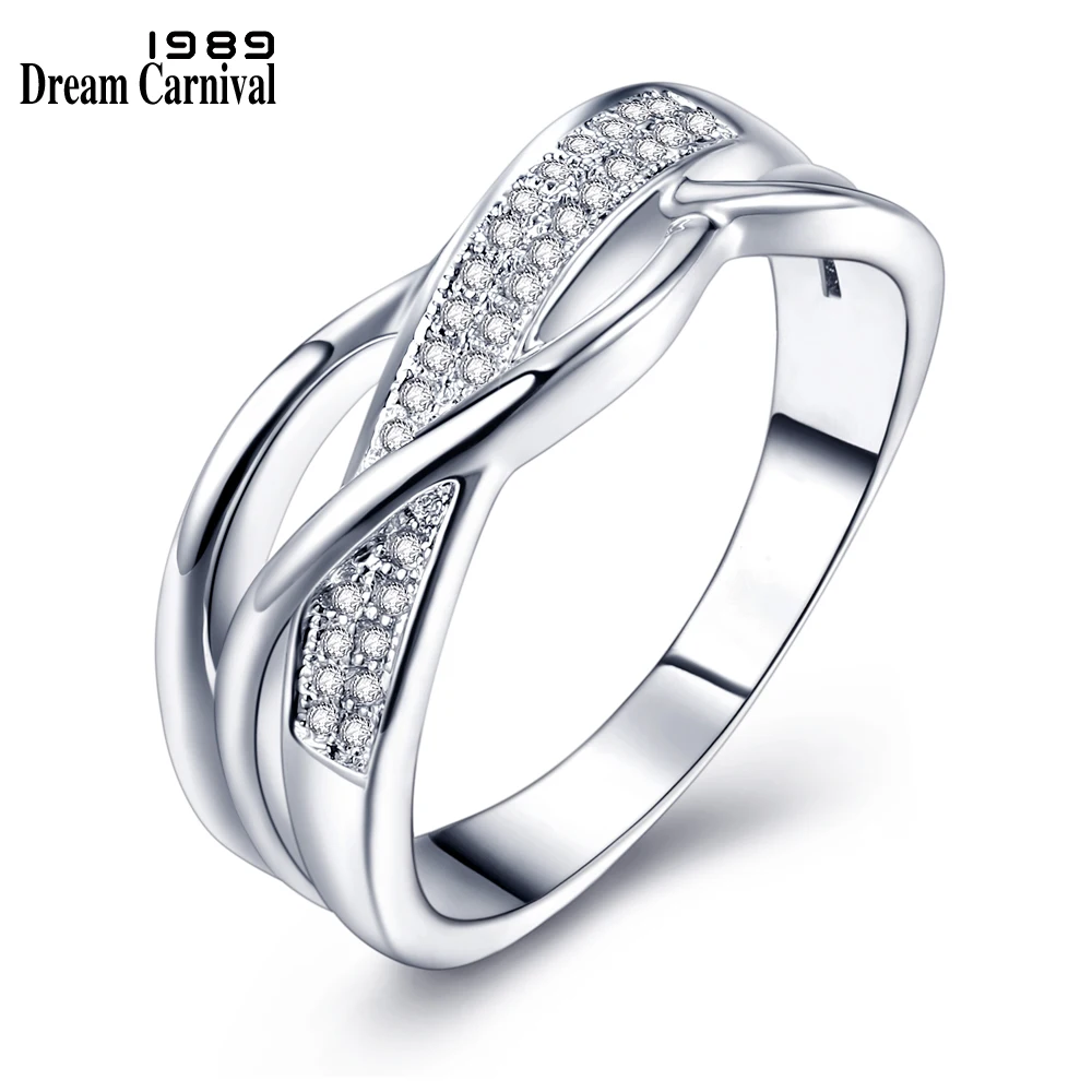 DreamCarnival 1989 Braided Wedding Rings for Women Twisted Classic Gold Color Anniversary Lovers Jewelry Drop Shipping YR6409