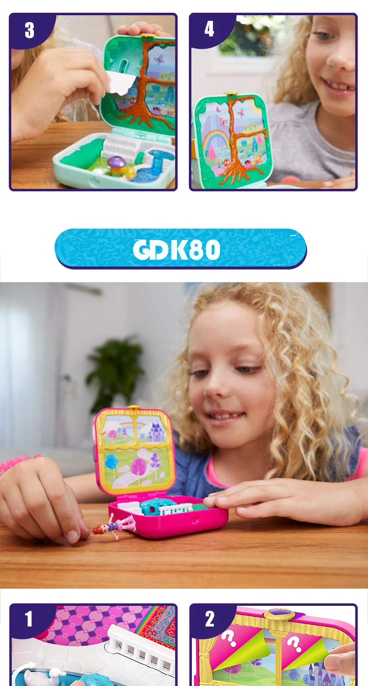 Polly Pocket Мини-кукла для девочек, 10 стилей, скрытая сцена в мире, девичий домик, куклы, оригинальные игрушки для детей, Русалочка, детская игрушка, реборн