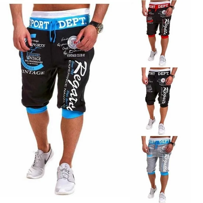 

ZOGAA Summer Fashion Drawstring Trend Seven Pants Digital Printing Sweatpants Trousers Men Pants