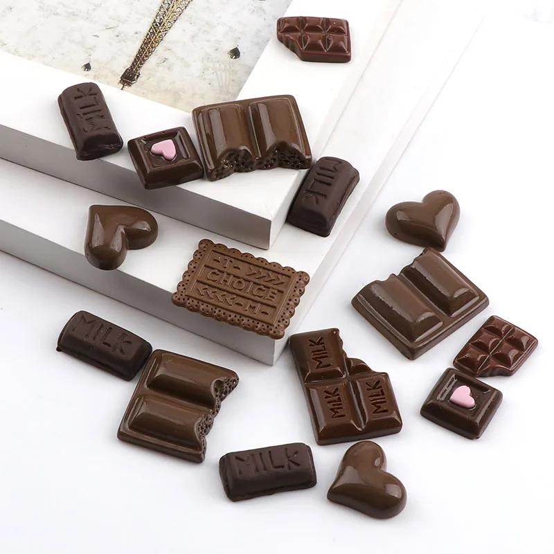 30PC Chocolate Resin Flatback Flat Back Cabochon Kawaii DIY Resin Craft Decoration Miniature Cream Bread Food For Phone,ornament crafts,miniature figurines,resin ornaments,miniature ornament,resin crafts