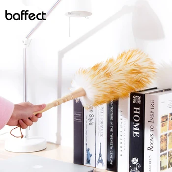 

Pure Wool Duster with Bamboo Handle, Soft Microfiber Cleaning Duster Dust Cleaner Home Car Feather Static Anti Magic Can be Wash