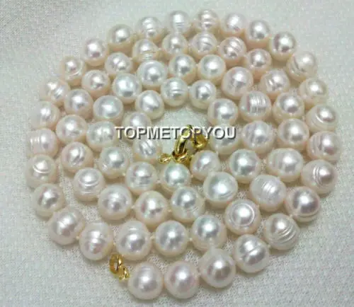 

Hot selling free shipping******* Stunning! 32" natural 12mm Baroque white FW pearls necklace E383